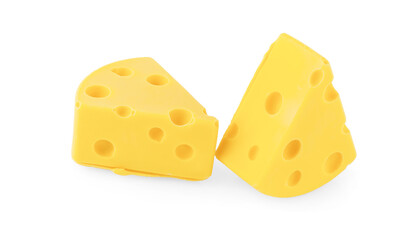 Piece of cheese isolated on white background