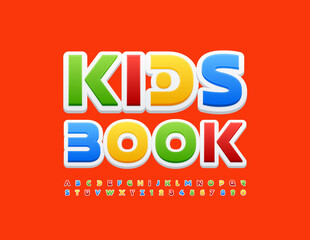 Vector creative sign Kids Book with abstract style Alphabet Letters and Numbers. Bright decorative Font
