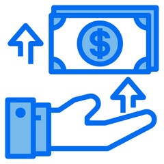 hand blue line icon