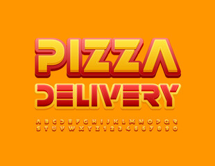 Vector modern logo Pizza Delivery. Set of trendy Alphabet Letters and Numbers. Bright modern Font