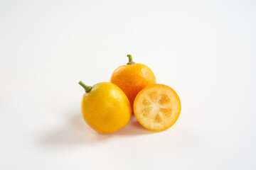 金柑の実を白バックで