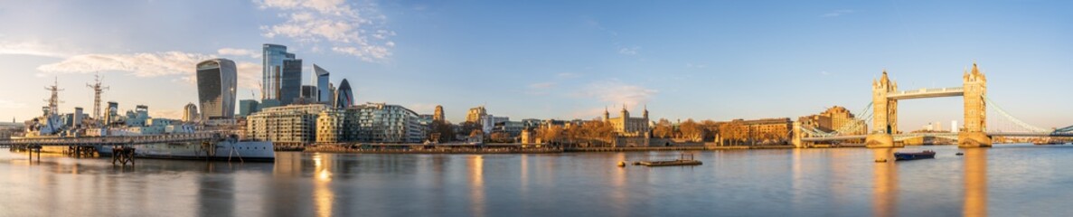 Fototapeta na wymiar Long exposure panorama of Tower Bridge in London. England
