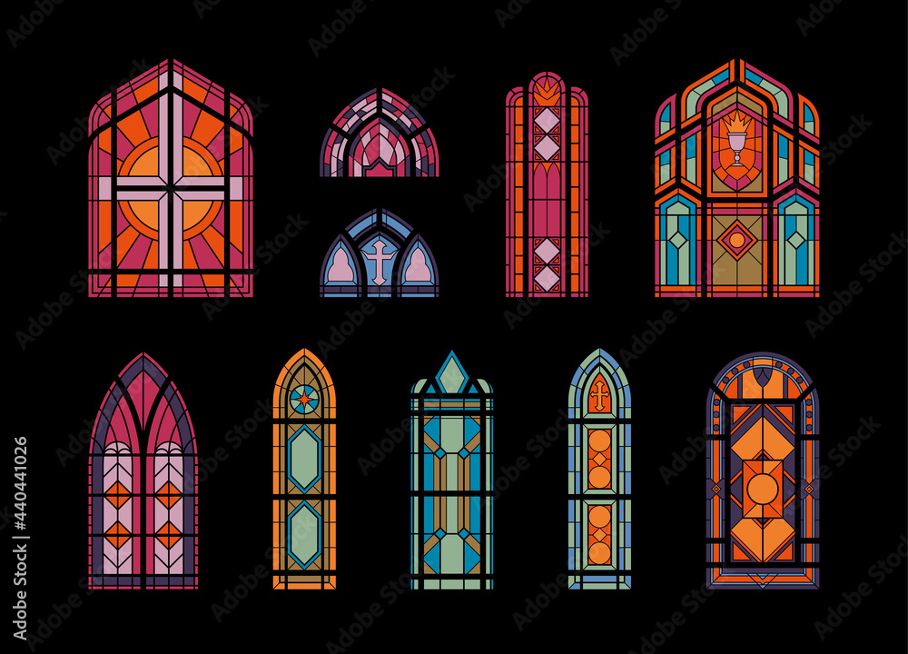 Wall mural church windows mosaic set