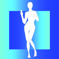 Silhouette of woman dance with waving girl banner blue light