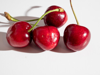 Cherries on a white background.