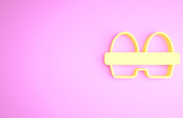 Yellow Chicken egg in box icon isolated on pink background. Minimalism concept. 3d illustration 3D render