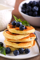 Stack of blueberry pancakes