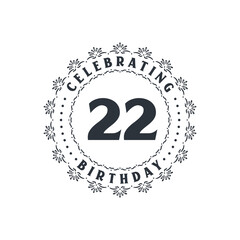 22 Birthday celebration, Greetings card for 22 years birthday