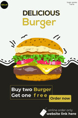 Delicious fried chicken burger ads in 3d illustration