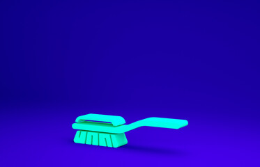 Green Hair brush for dog and cat icon isolated on blue background. Brush for animal fur. Pet accessory. Minimalism concept. 3d illustration 3D render