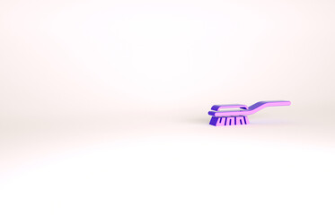 Purple Hair brush for dog and cat icon isolated on white background. Brush for animal fur. Pet accessory. Minimalism concept. 3d illustration 3D render