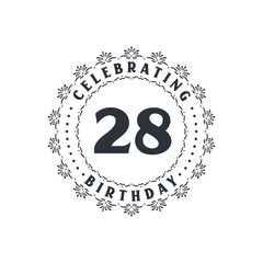 28 Birthday celebration, Greetings card for 28 years birthday