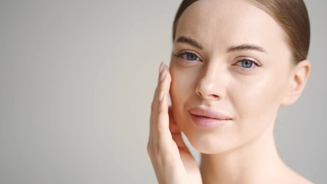 Beauty woman face healthy skin natural make up healthy beautiful female