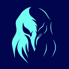 Eagle bird head line pop art portrait logo colorful design with dark background. Abstract vector illustration