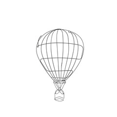 hand drawn doodle air balloon illustration in continuous line art style