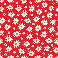 Vector daisy flowers seamless pattern. Floral background for fashion graphics, textile, wrapping paper.