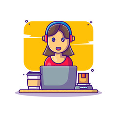 Customer Service Support Logistic Vector Cartoon Illustrations