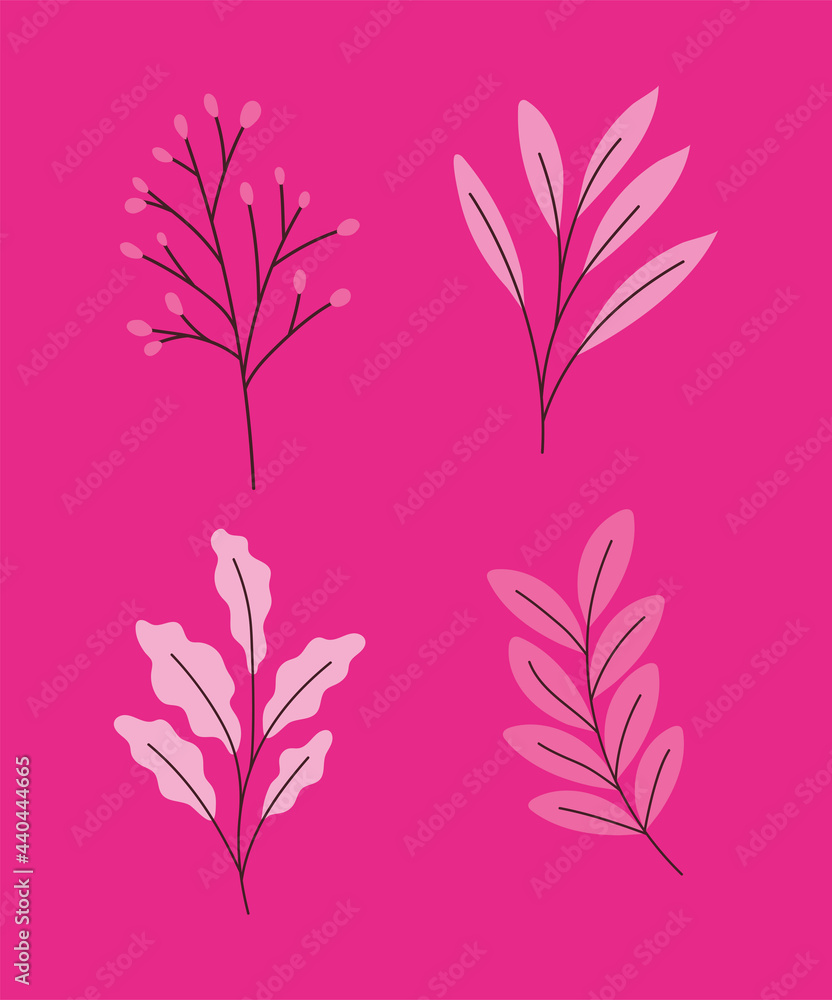 Poster four pink plants