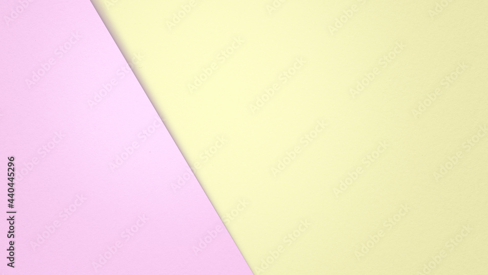 Poster clean sheet of yellow paper overlapped with pink paper. simple and minimal abstract textured backgro