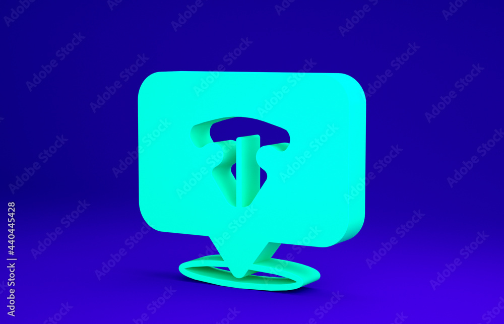 Sticker green cat nose icon isolated on blue background. minimalism concept. 3d illustration 3d render