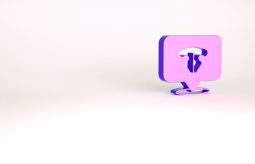 Purple Cat nose icon isolated on white background. Minimalism concept. 3d illustration 3D render