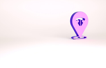 Purple Cat nose icon isolated on white background. Minimalism concept. 3d illustration 3D render