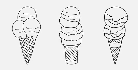 Colorful freehand drawing of a cone of icecream.