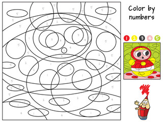 Roly poly doll. Color by numbers. Coloring book