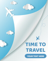 Vector digital craft of Travel banner, Time to travel concept. © Kannapat