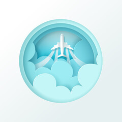 Naklejka premium Vector digital craft of Travel banner, Time to travel concept.