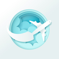 Vector digital craft of Travel banner, Time to travel concept.