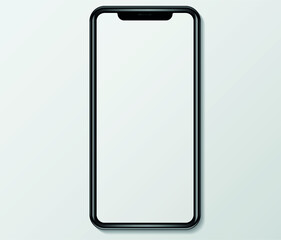Realistic smartphone mockup. Cellphone frame with blank display, front view. Vector