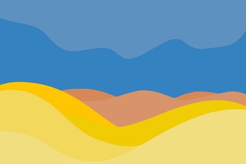 Blue and yellow gradient hand drawn abstract illustration