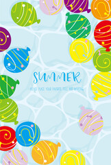 夏をイメージさせる水ヨーヨーのイラストの背景素材