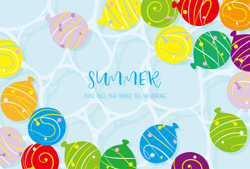 夏をイメージさせる水ヨーヨーのイラストの背景素材