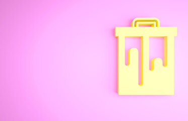 Yellow Honeycomb icon isolated on pink background. Honey cells symbol. Sweet natural food. Minimalism concept. 3d illustration 3D render