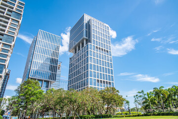 Fototapeta na wymiar Architectural landscape of CBD office building in Qianhai, Shenzhen, China