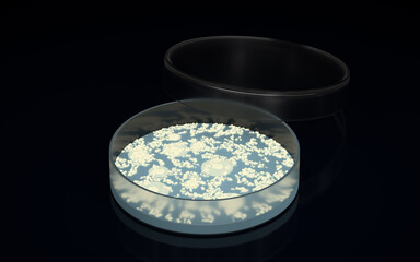 The germs in the petri dish, 3d rendering.