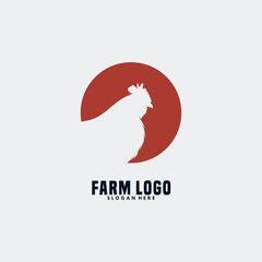 head rooster silhouette logo design