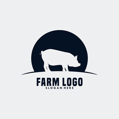 pig farm logo vector illustration