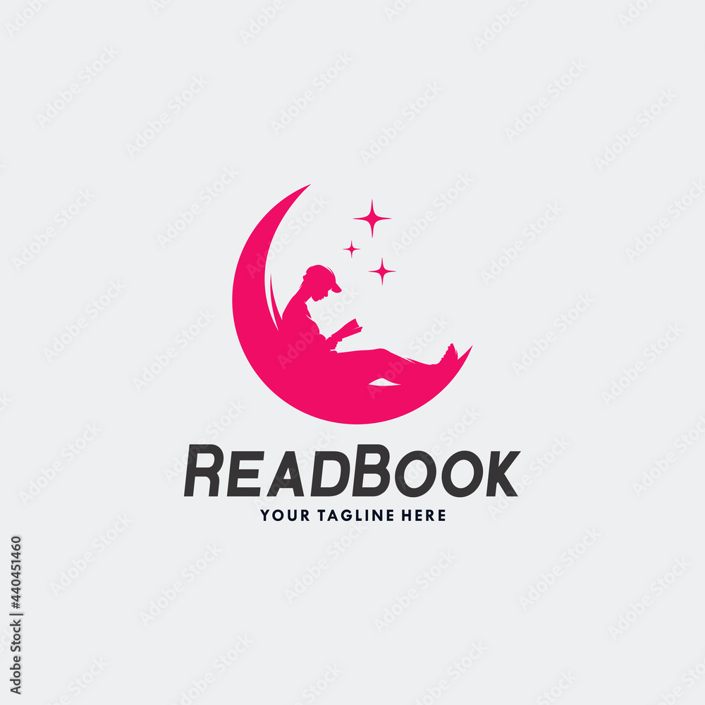 Canvas Prints reading book logo design template