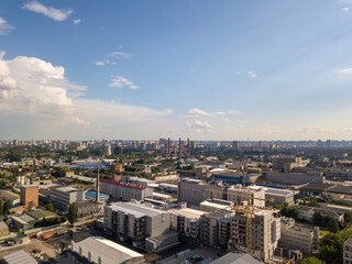 Fototapeta na wymiar Industrial area in Kiev. Aerial drone view.