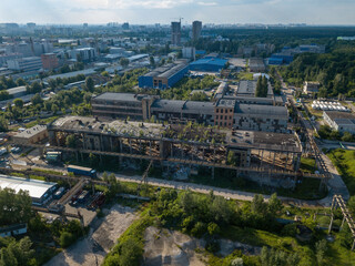 Industrial area in Kiev. Aerial drone view.