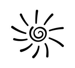 Vector illustration depicting doodle sun. Hand-drawn icon.