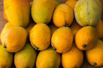 selective focus of ripe mangoes.
