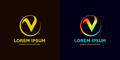 Abstract Initial Letter V isolated circle on White Background. Usable for Business technology and Branding Logos. Flat Vector Logo Design Template Element.