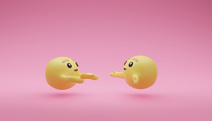 Emoticon open arms request for warming hug from each other 3D render illustration