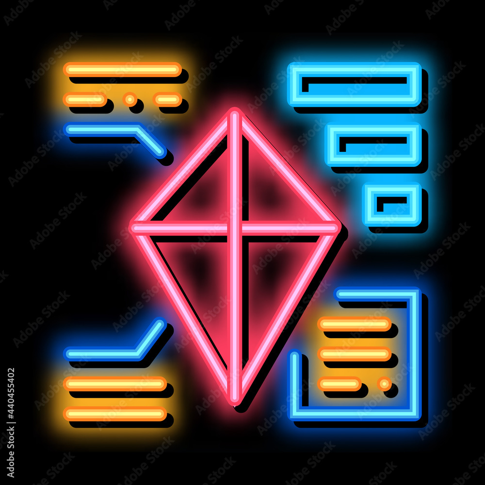 Poster parsing kite neon light sign vector. glowing bright icon parsing kite sign. transparent symbol illus