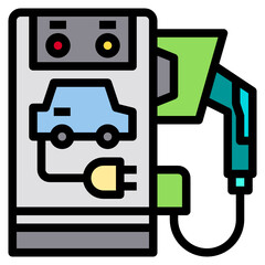 electric car charger line icon