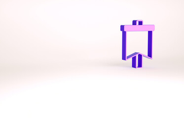 Purple Flag icon isolated on white background. Victory, winning and conquer adversity concept. Minimalism concept. 3d illustration 3D render
